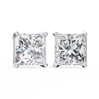 White Gold Princess-Cut Solitaire Diamond Stud Earrings