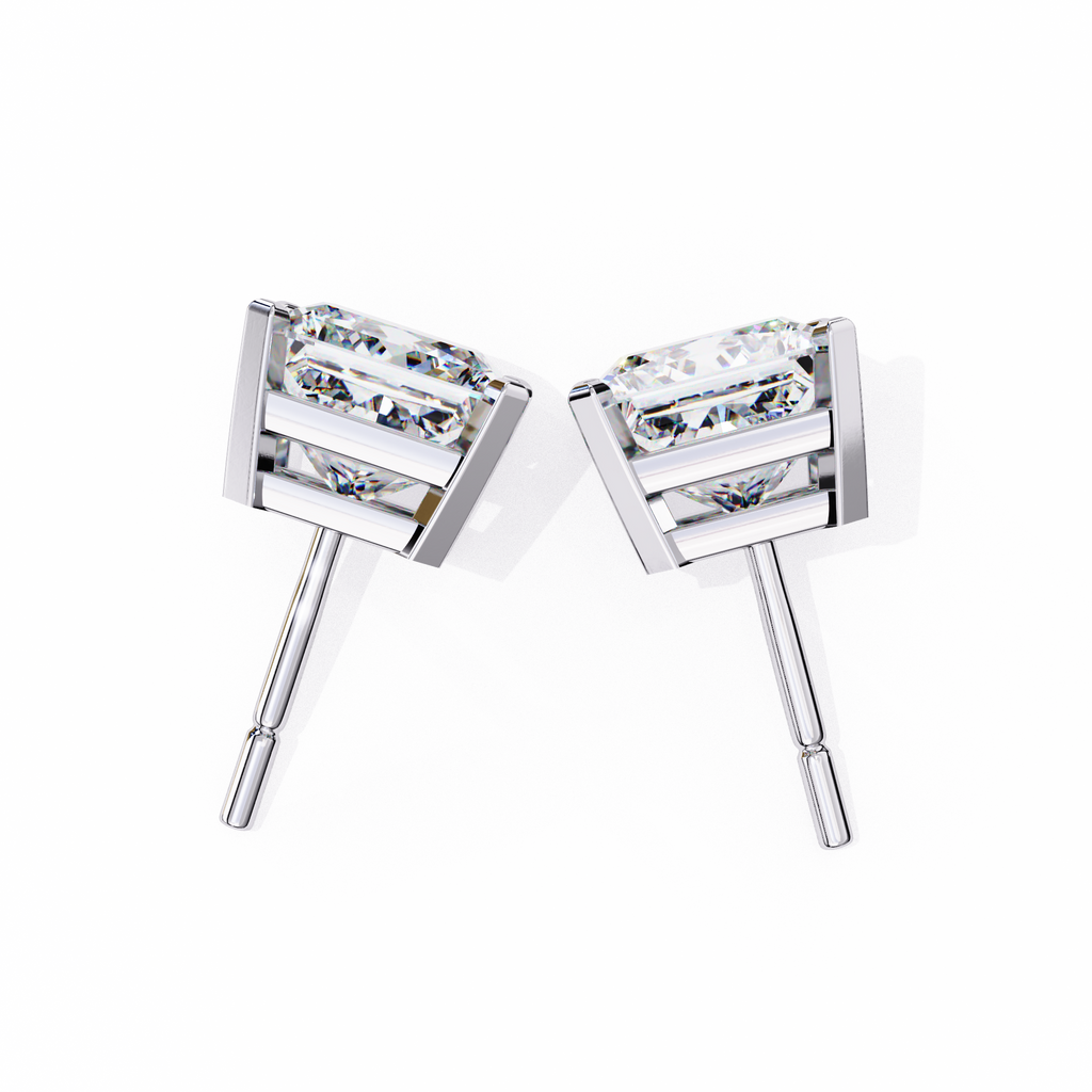 White Gold Princess-Cut Solitaire Diamond Stud Earrings