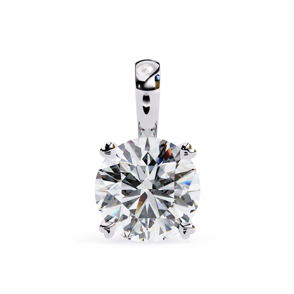 White Gold Four Prong Round Solitaire Drop Pendant