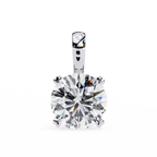 White Gold Four Prong Round Solitaire Drop Pendant