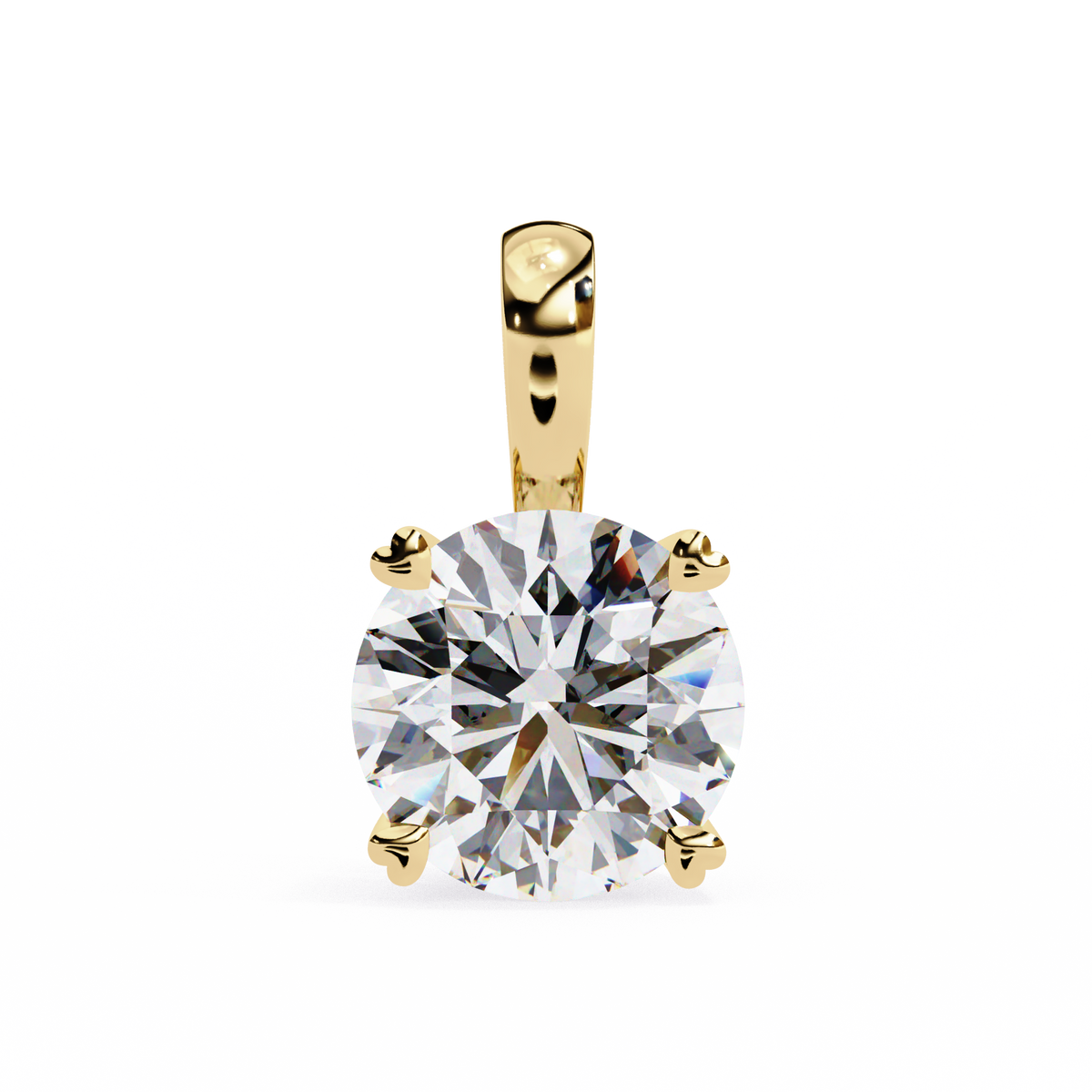 Round Solitaire Double Claw Prong Pendant