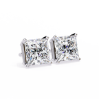 White Gold Princess-Cut Solitaire Diamond Stud Earrings
