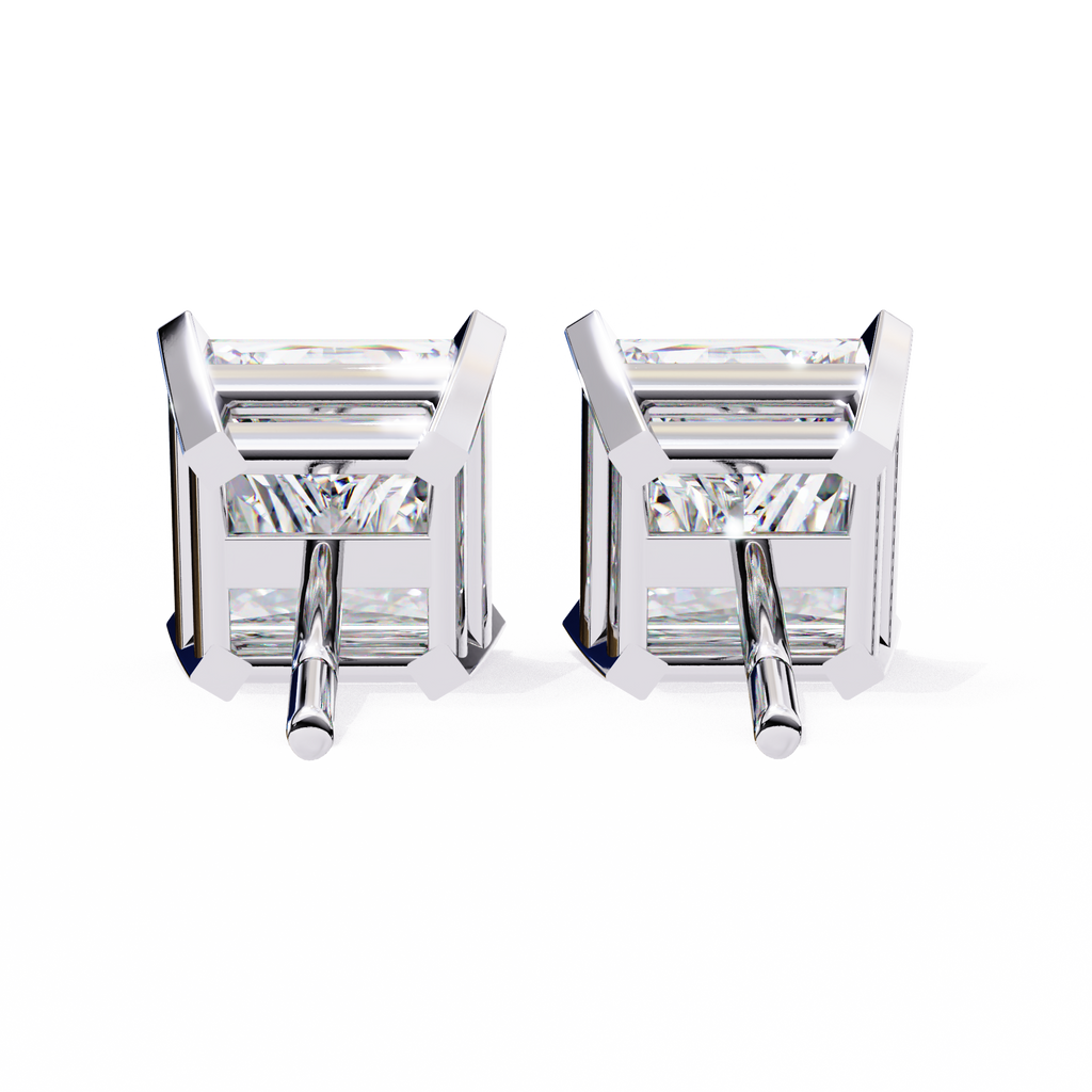 White Gold Princess-Cut Solitaire Diamond Stud Earrings