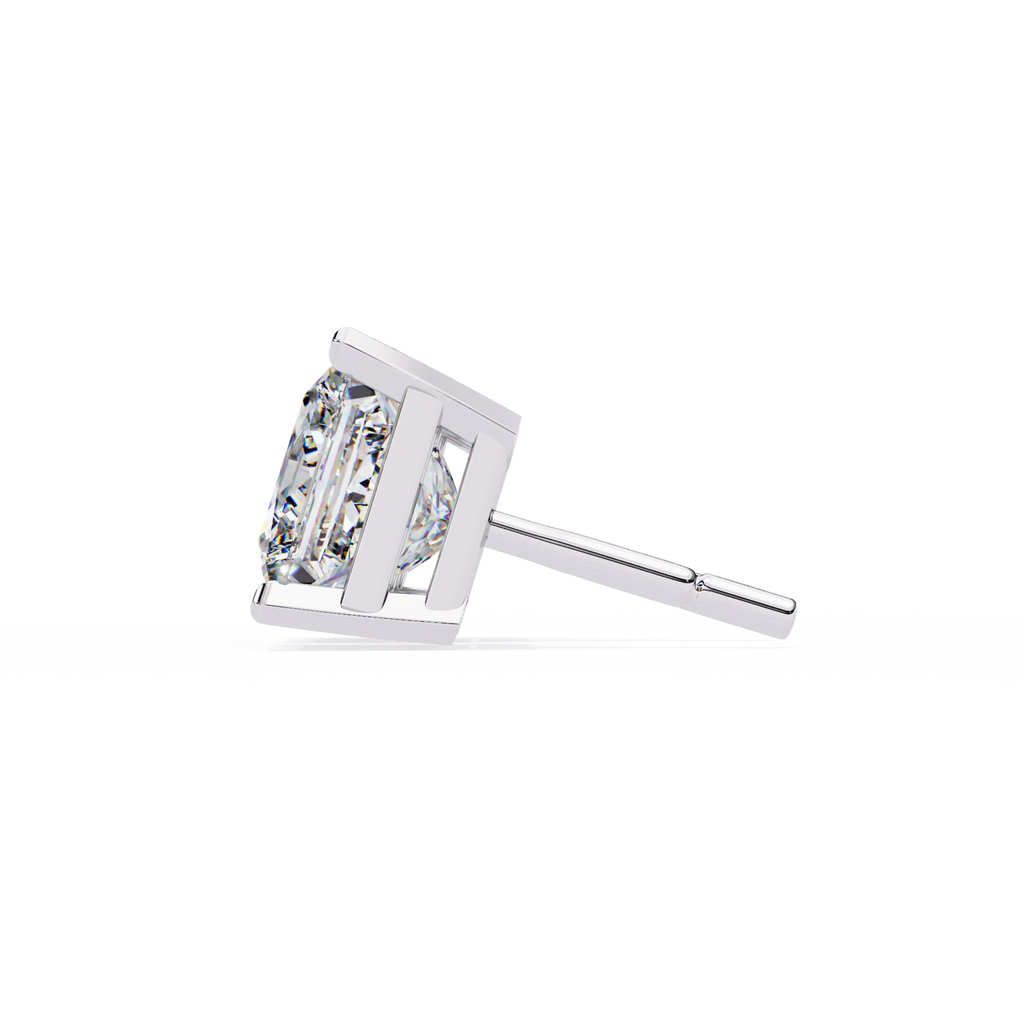 White Gold Princess-Cut Solitaire Diamond Stud Earrings