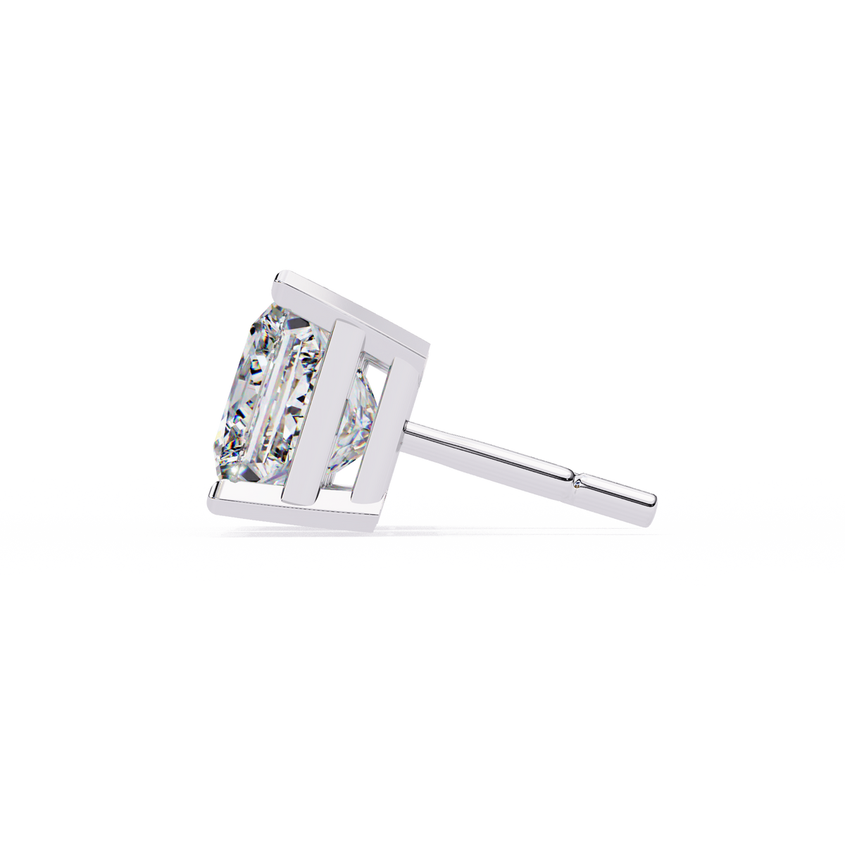 White Gold Princess-Cut Solitaire Diamond Stud Earrings