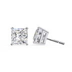 White Gold Princess-Cut Solitaire Diamond Stud Earrings
