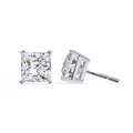 White Gold Princess-Cut Solitaire Diamond Stud Earrings