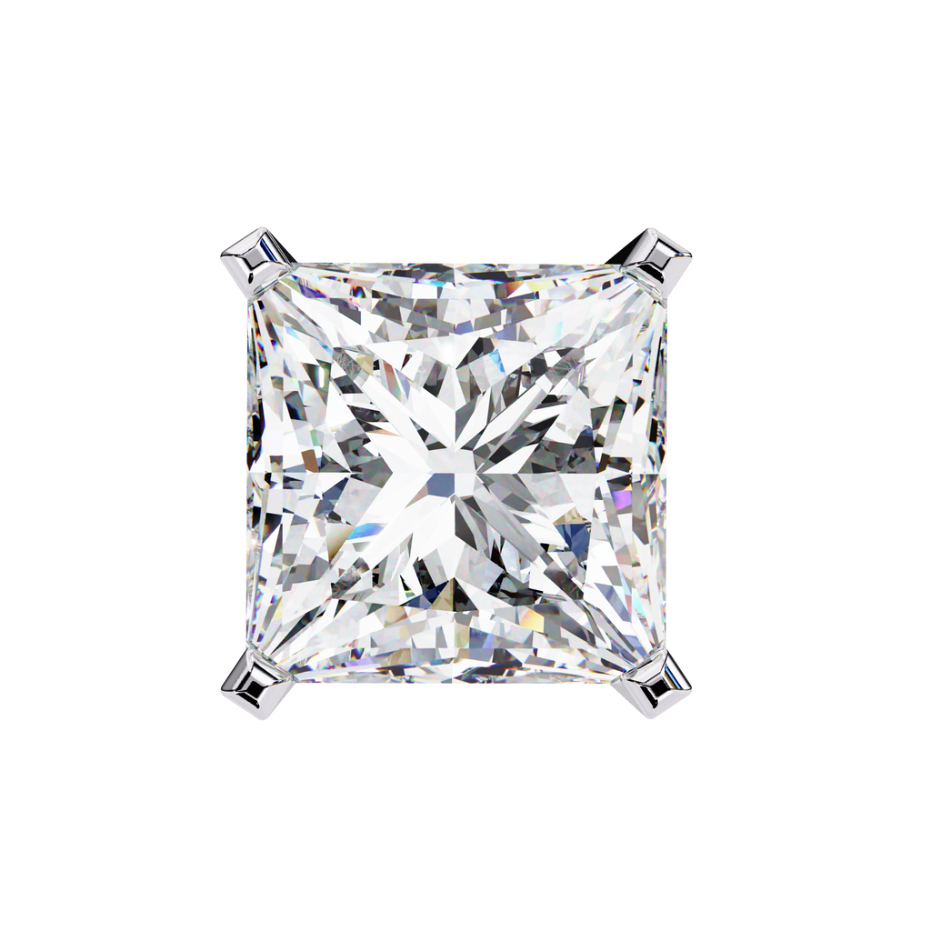 White Gold Princess-Cut Solitaire Diamond Stud Earrings