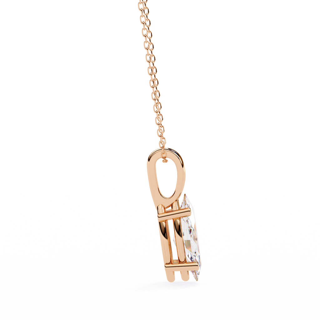 Rose Gold Marquise Diamond Solitaire Pendant