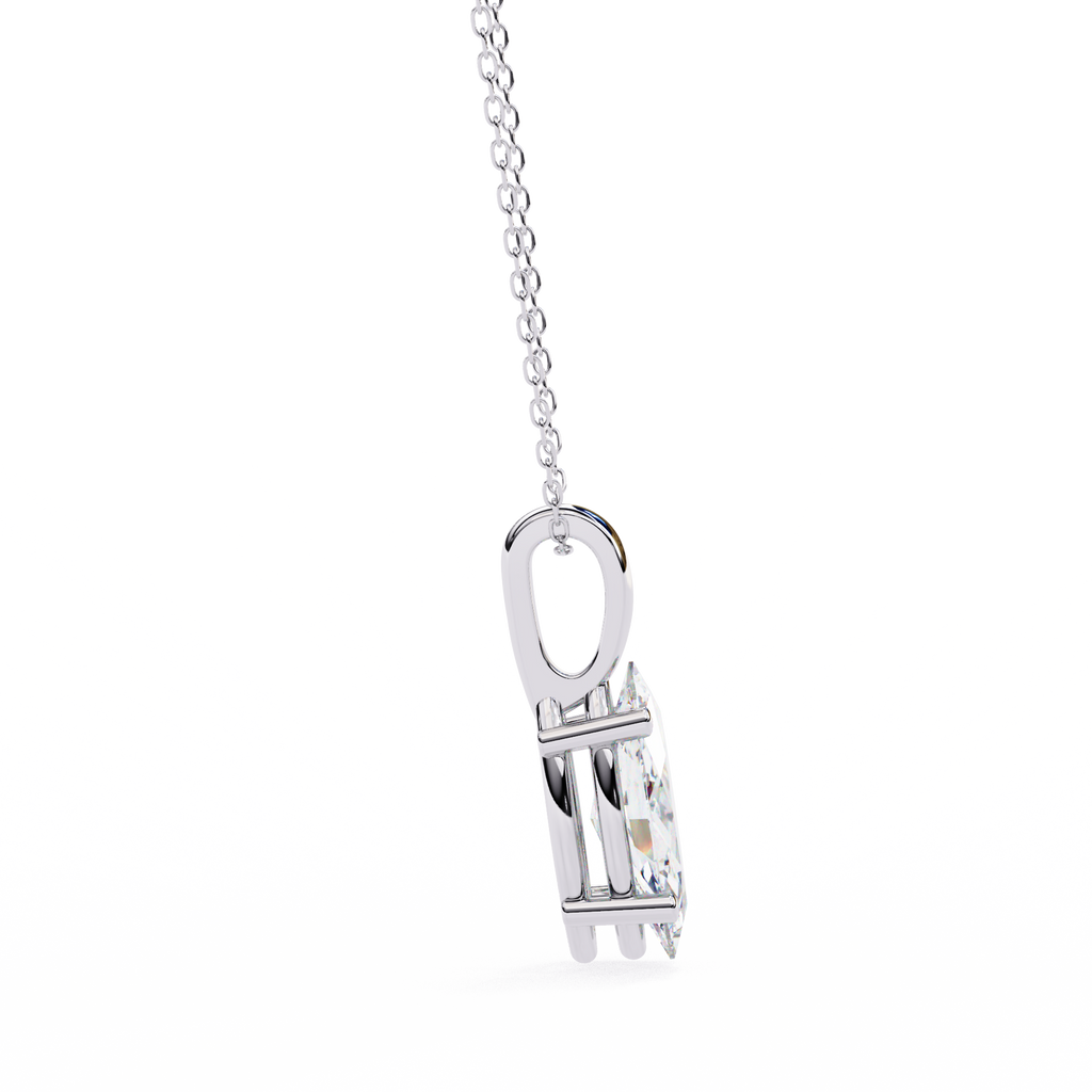 White Gold Vertical Marquise Solitaire Drop Pendant