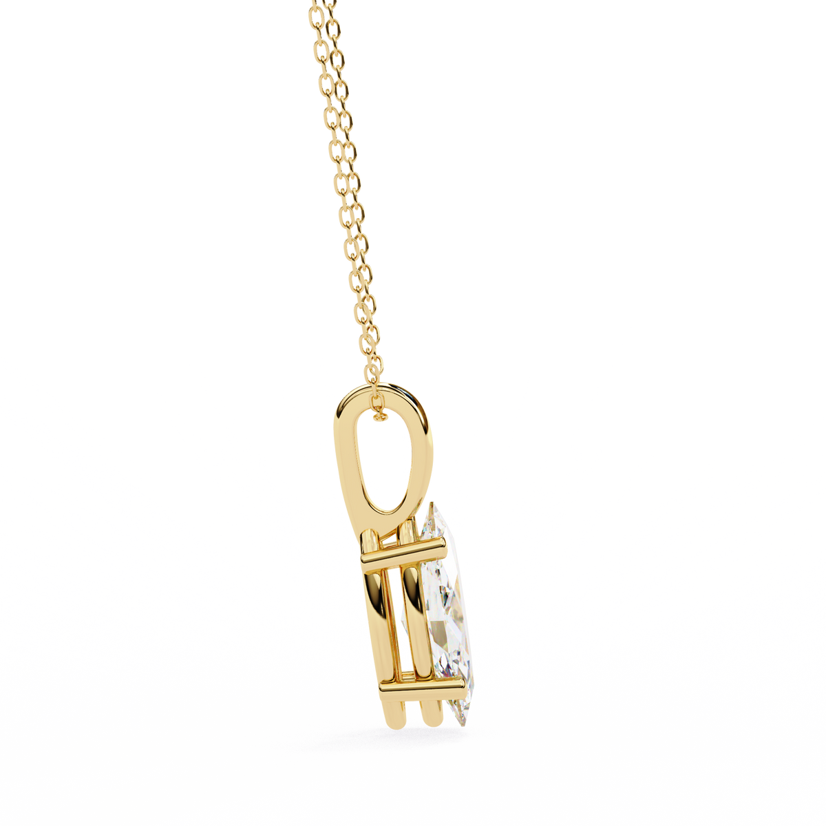 Yellow Gold Marquise Diamond Solitaire Pendant