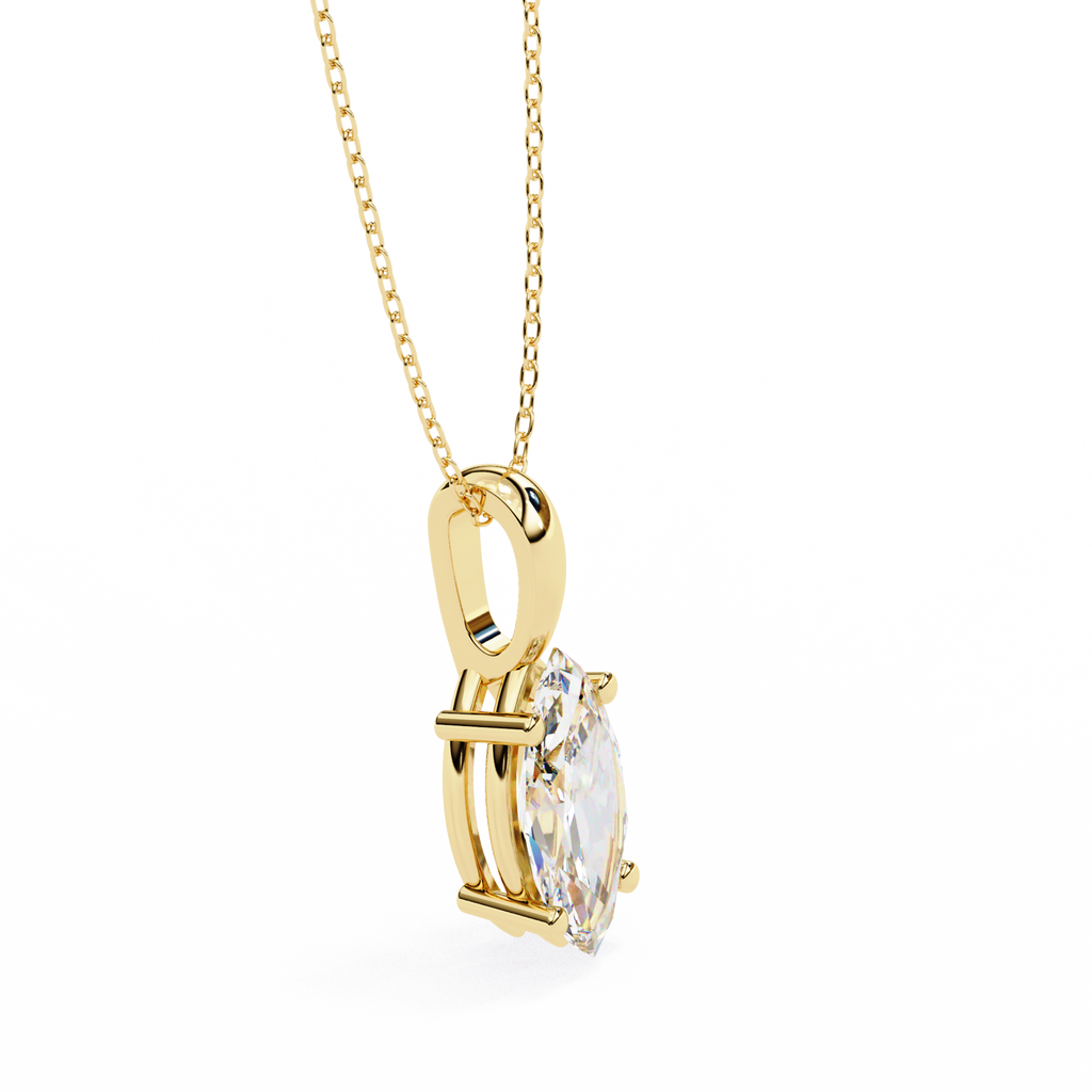 Yellow Gold Marquise Diamond Solitaire Pendant