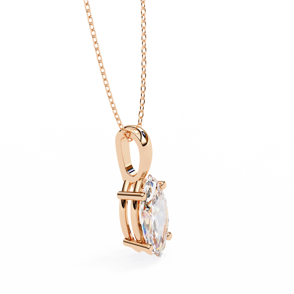 Rose Gold Marquise Diamond Solitaire Pendant