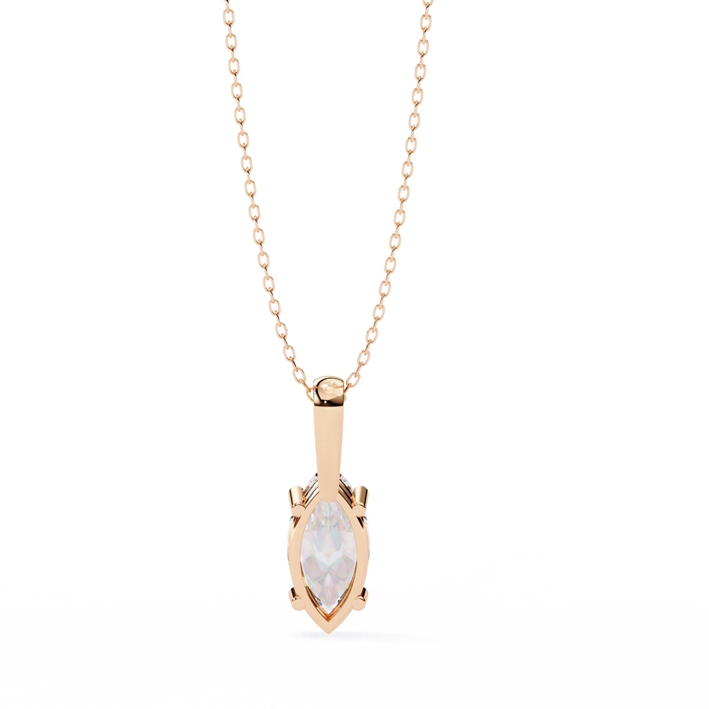 Rose Gold Marquise Diamond Solitaire Pendant