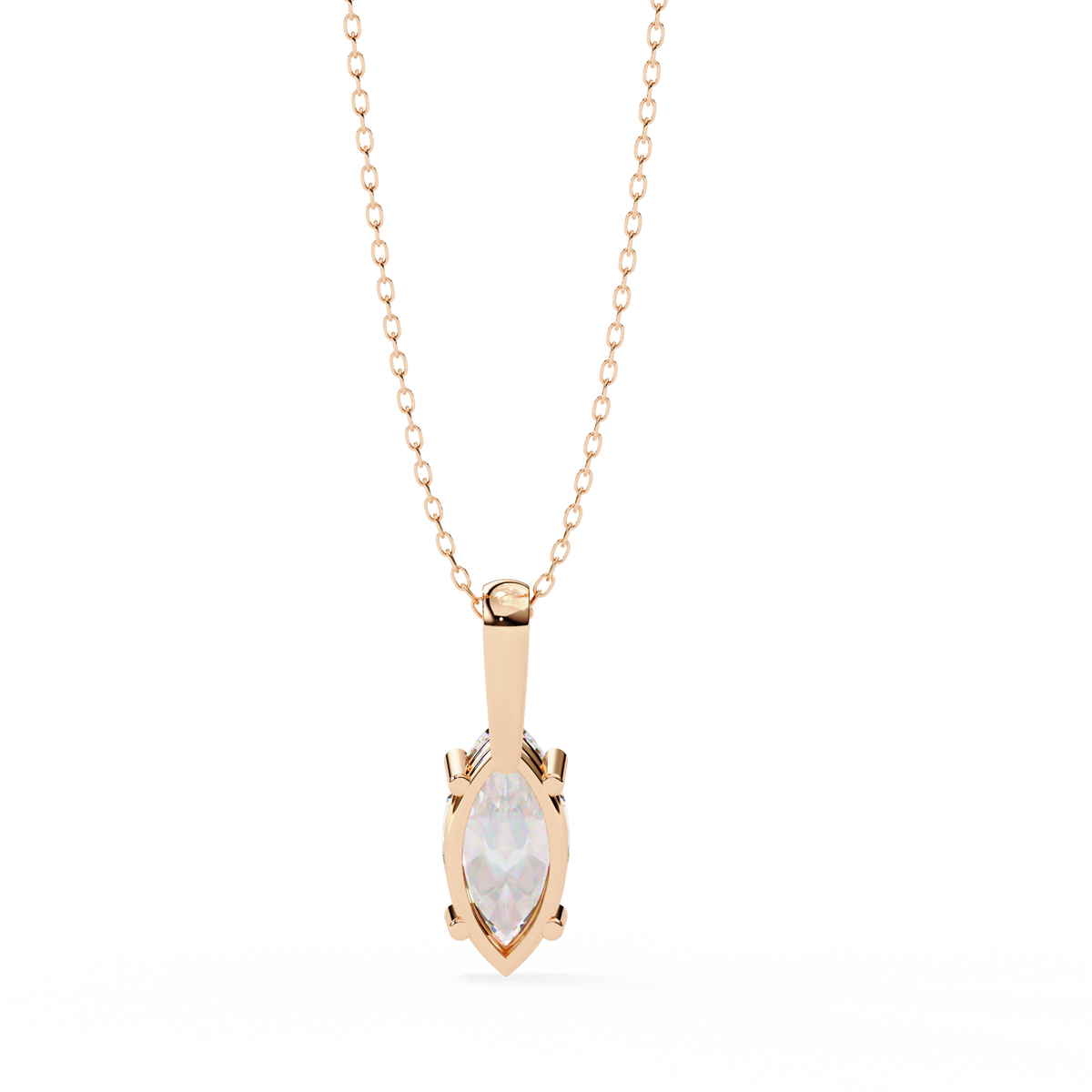 Rose Gold Marquise Diamond Solitaire Pendant