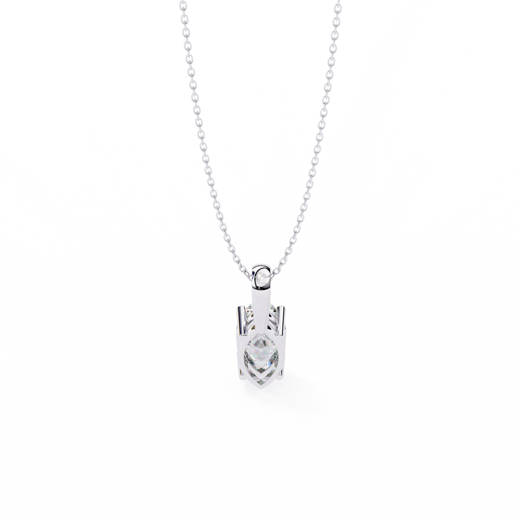 White Gold Vertical Marquise Solitaire Drop Pendant