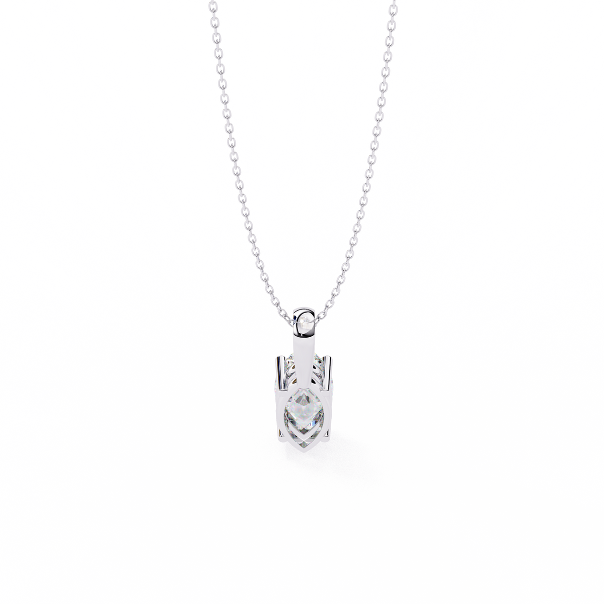 White Gold Vertical Marquise Solitaire Drop Pendant