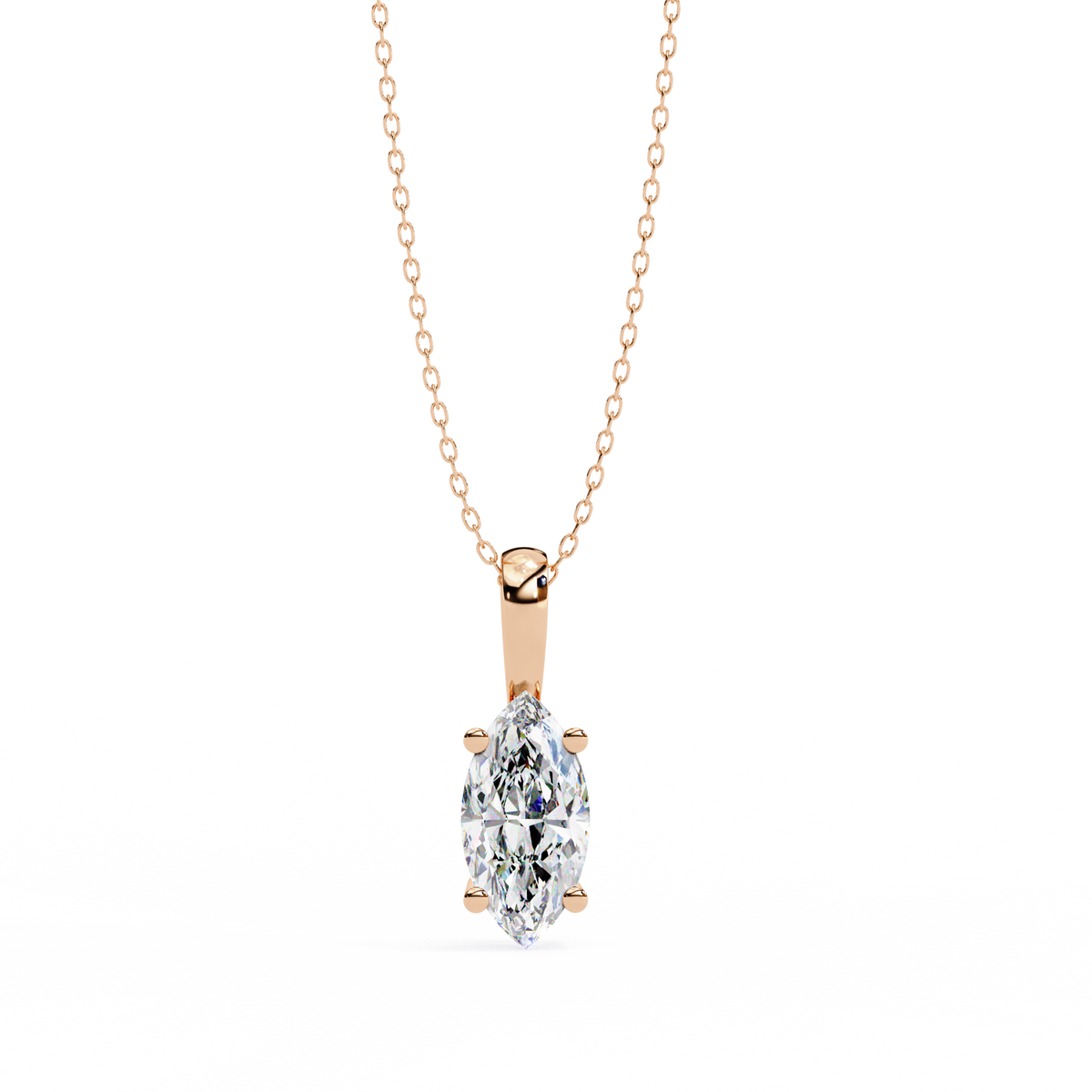 Graceful Marquise Diamond Solitaire Pendant