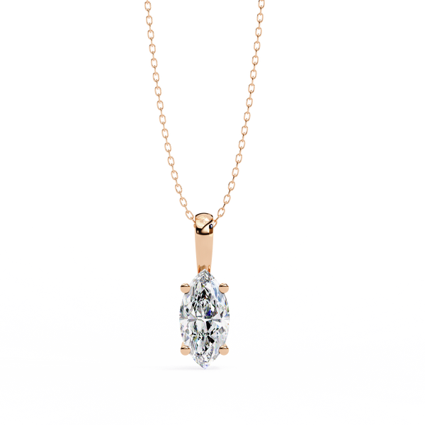 Rose Gold Marquise Diamond Solitaire Pendant