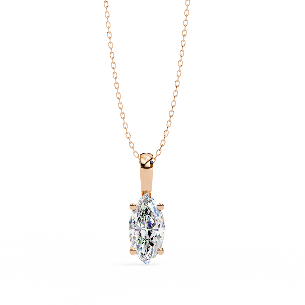 Rose Gold Marquise Diamond Solitaire Pendant