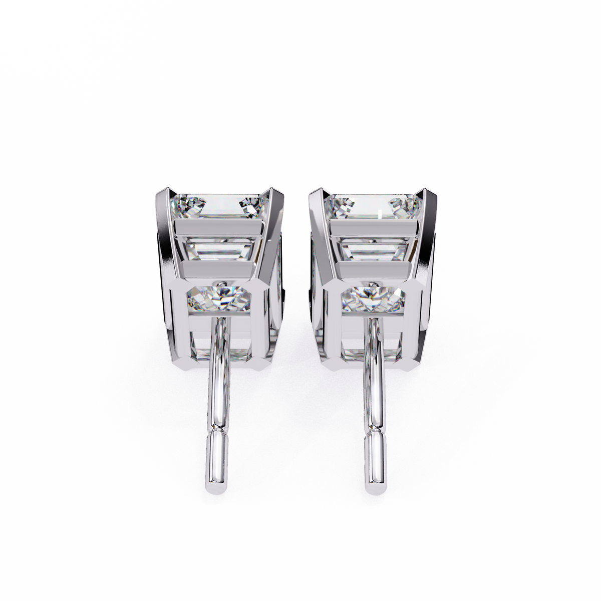 Emerald Cut Diamond Stud Earrings