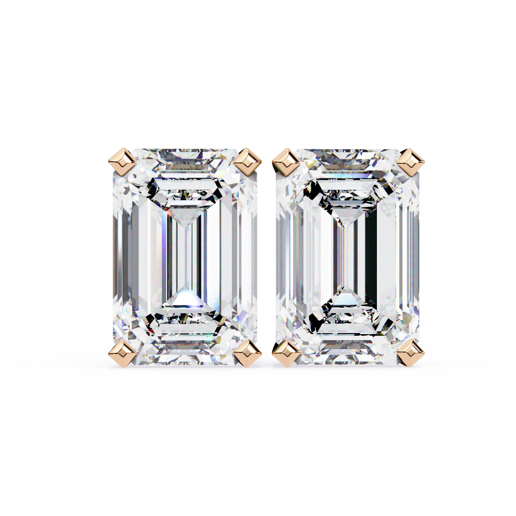 Emerald Cut Diamond Stud Earrings