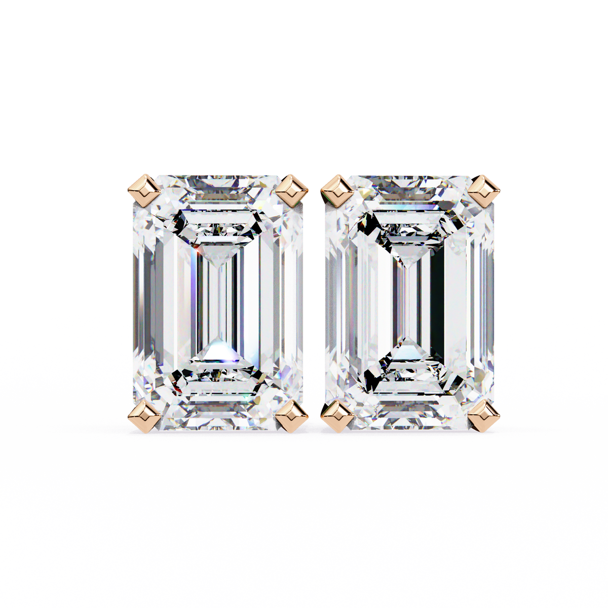 Emerald Cut Diamond Stud Earrings