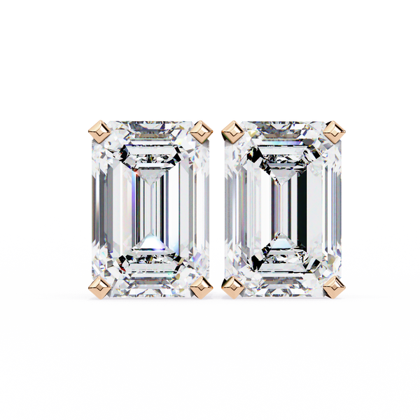 Emerald Cut Diamond Stud Earrings