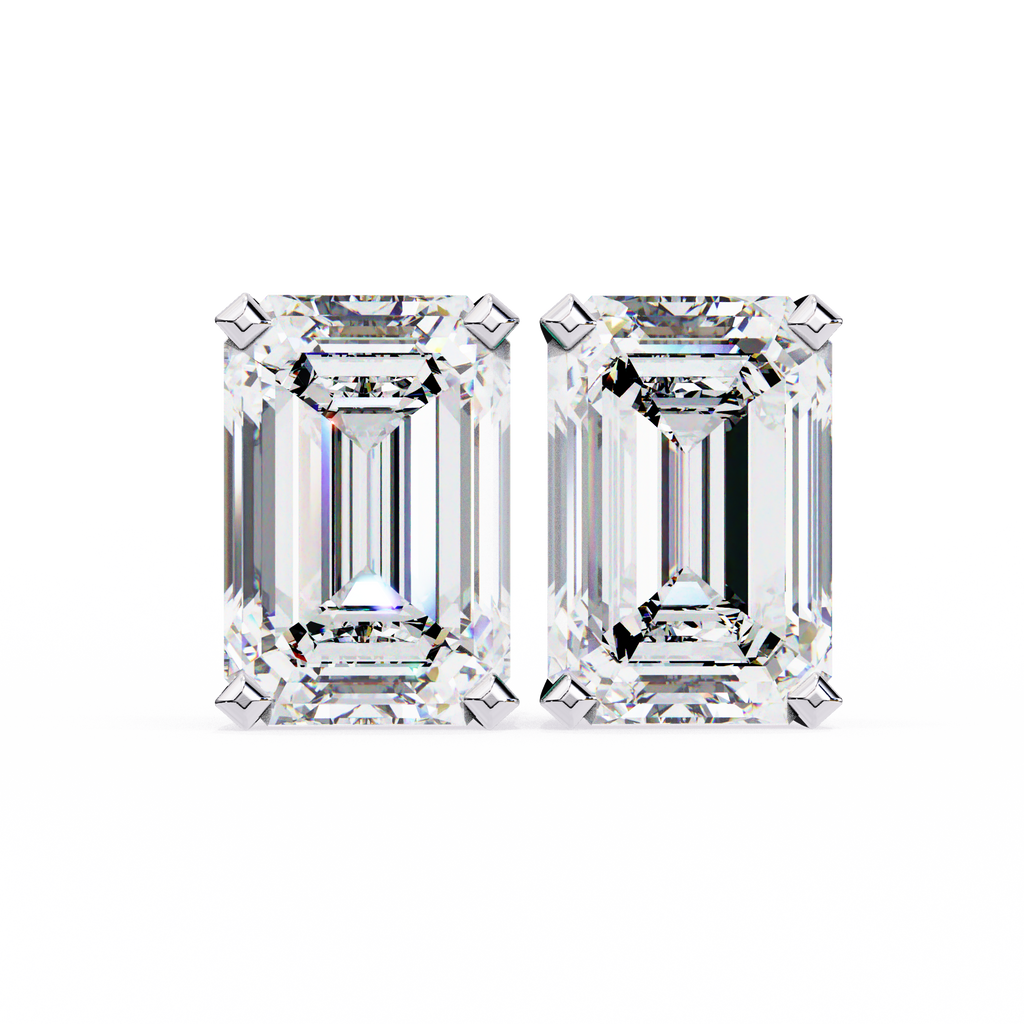 Emerald Cut Diamond Stud Earrings
