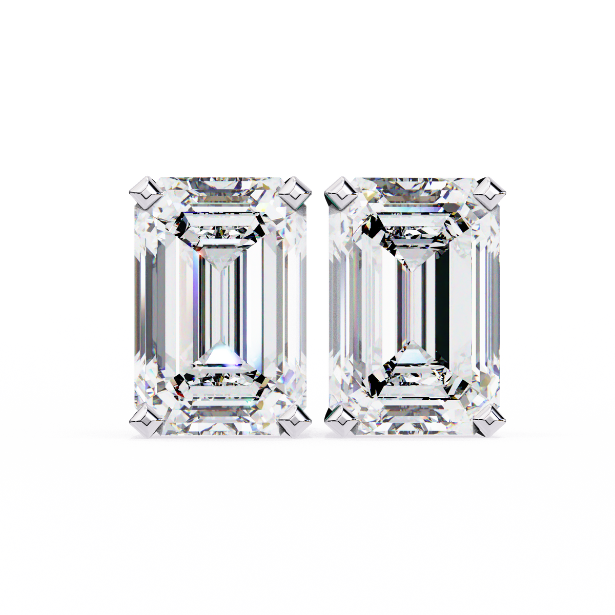 Emerald Cut Diamond Stud Earrings