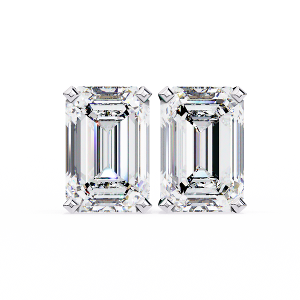Emerald Cut Diamond Stud Earrings
