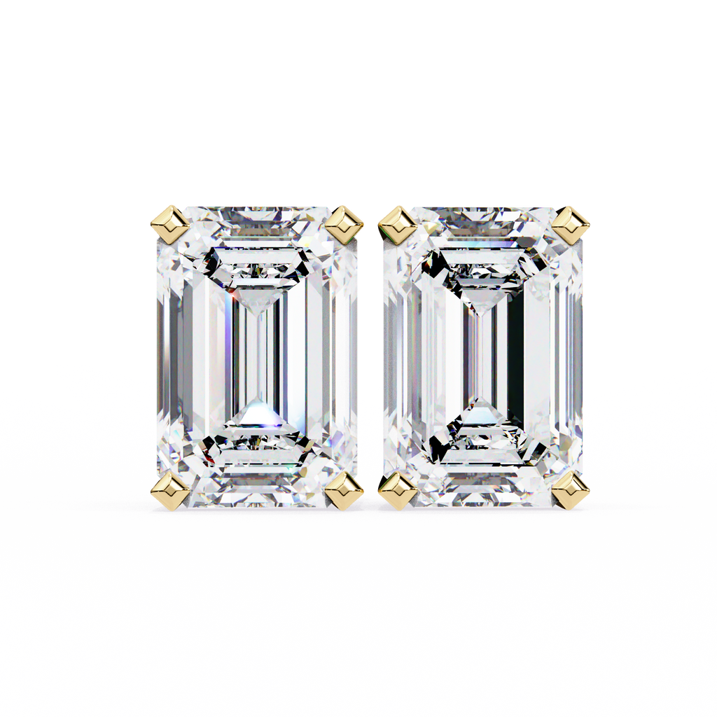 Emerald Cut Diamond Stud Earrings