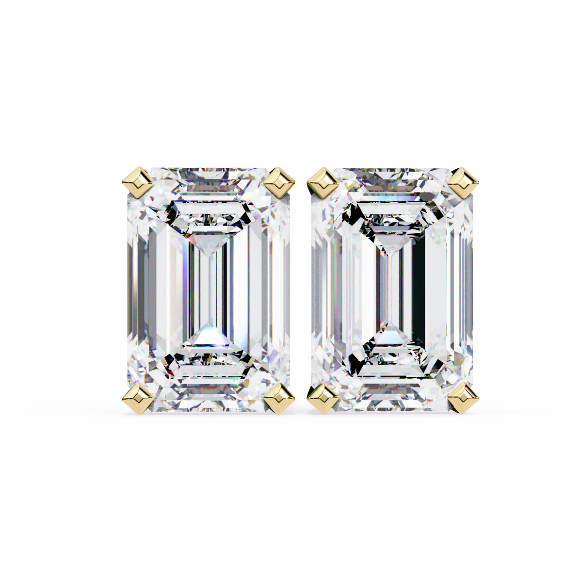 Emerald Cut Diamond Stud Earrings