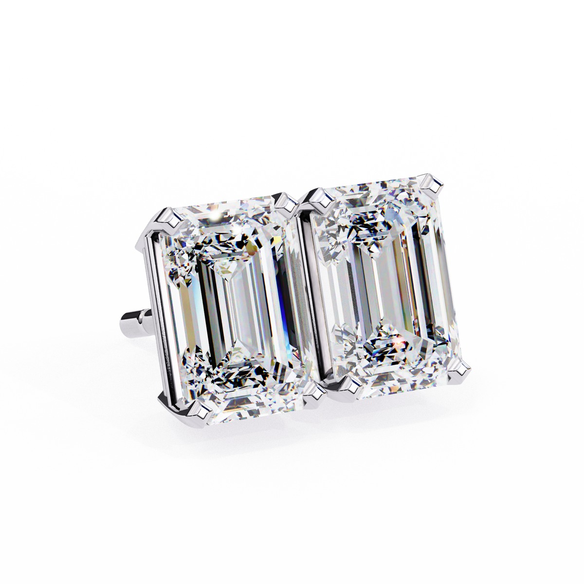 Emerald Cut Diamond Stud Earrings