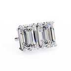 White Gold Emerald-Cut Solitaire Diamond Stud Earrings