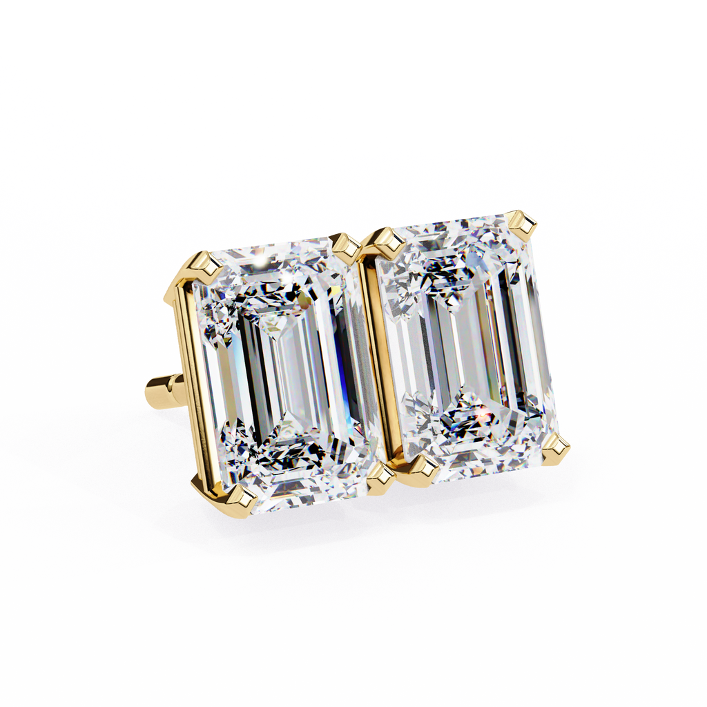 Emerald Cut Diamond Stud Earrings