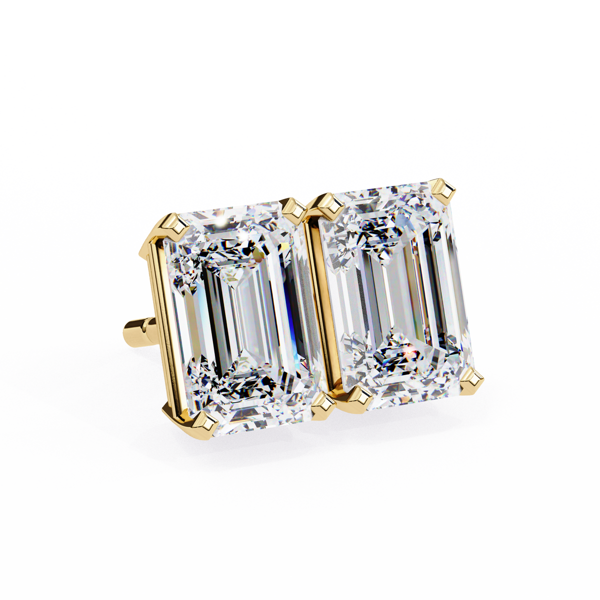Emerald Cut Diamond Stud Earrings