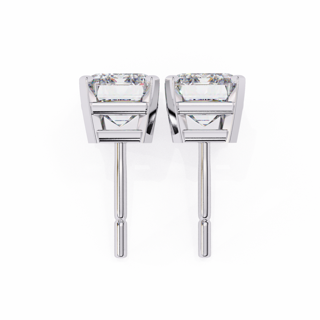 White Gold Emerald-Cut Solitaire Diamond Stud Earrings
