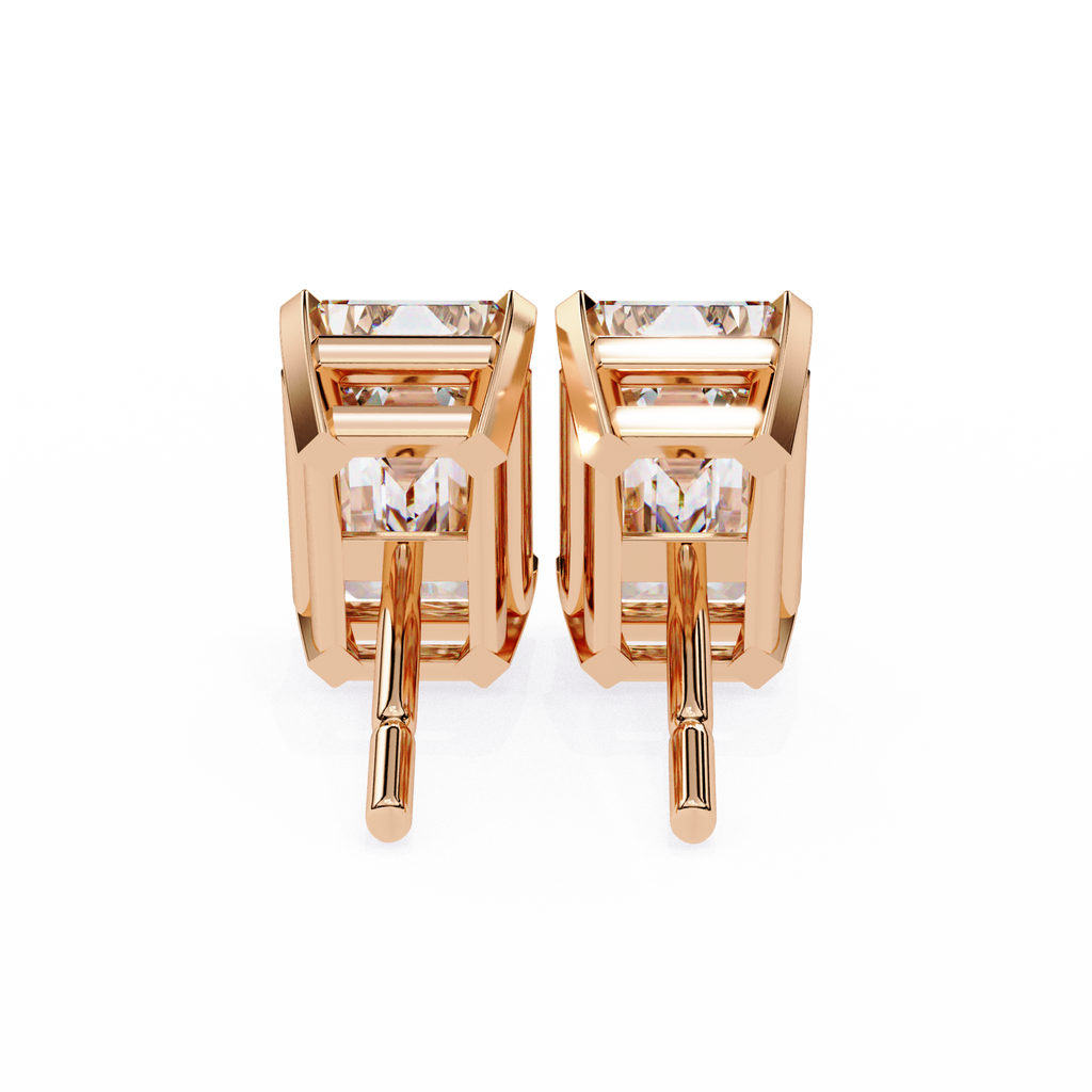 Emerald Cut Diamond Stud Earrings