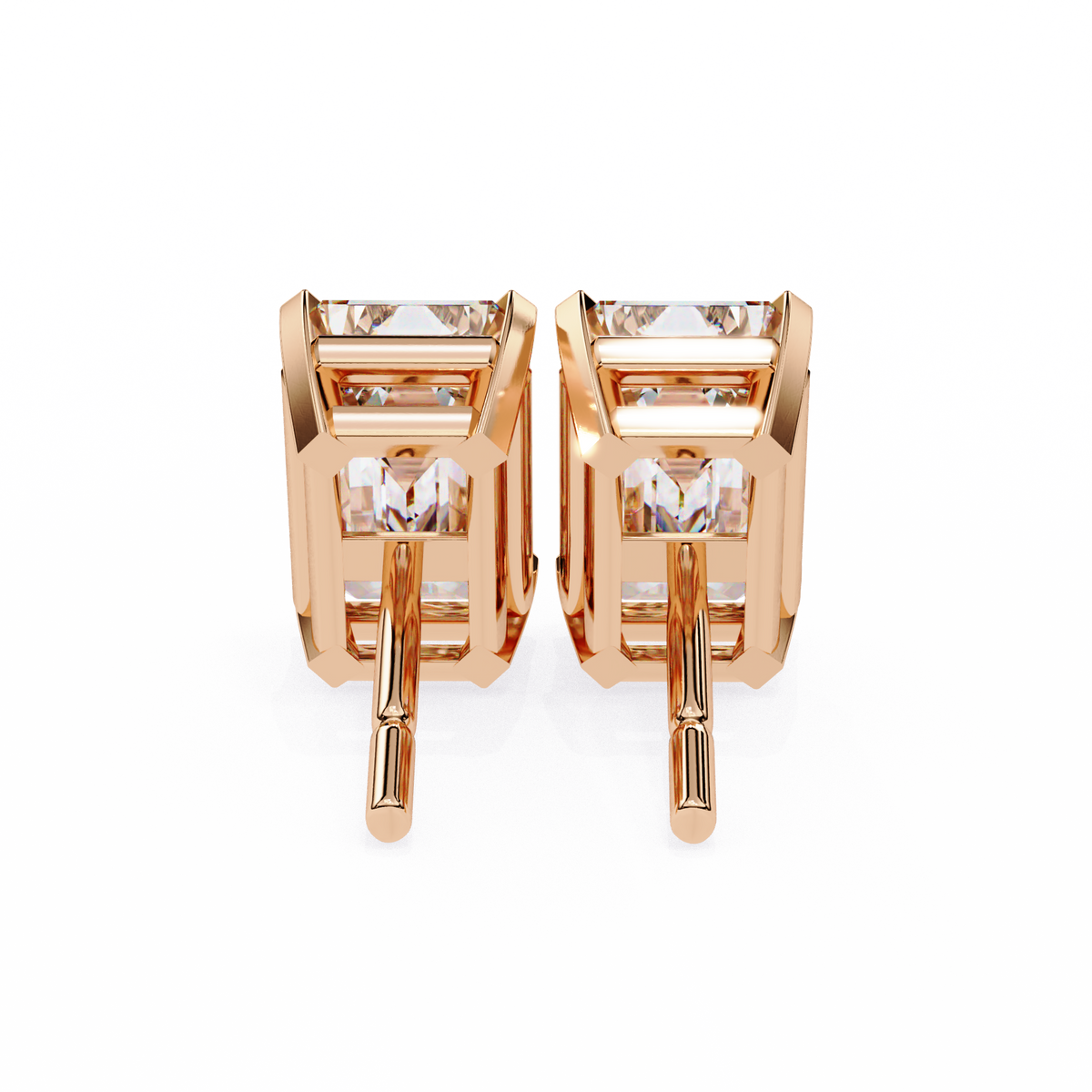 Emerald Cut Diamond Stud Earrings