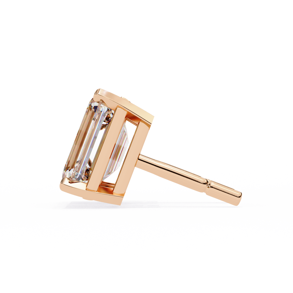 Emerald Cut Diamond Stud Earrings