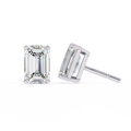 White Gold Emerald-Cut Solitaire Diamond Stud Earrings