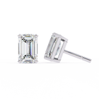 White Gold Emerald-Cut Solitaire Diamond Stud Earrings