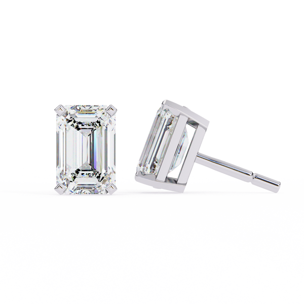 Emerald Cut Diamond Stud Earrings