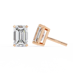Emerald Cut Diamond Stud Earrings