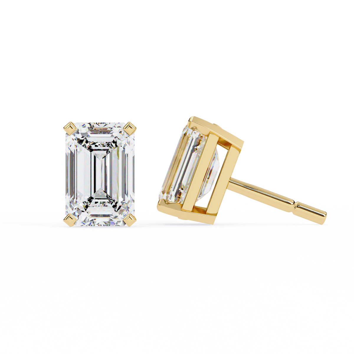 Emerald Cut Diamond Stud Earrings