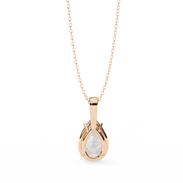 Gold Pear Cut Diamond Solitaire Pendant