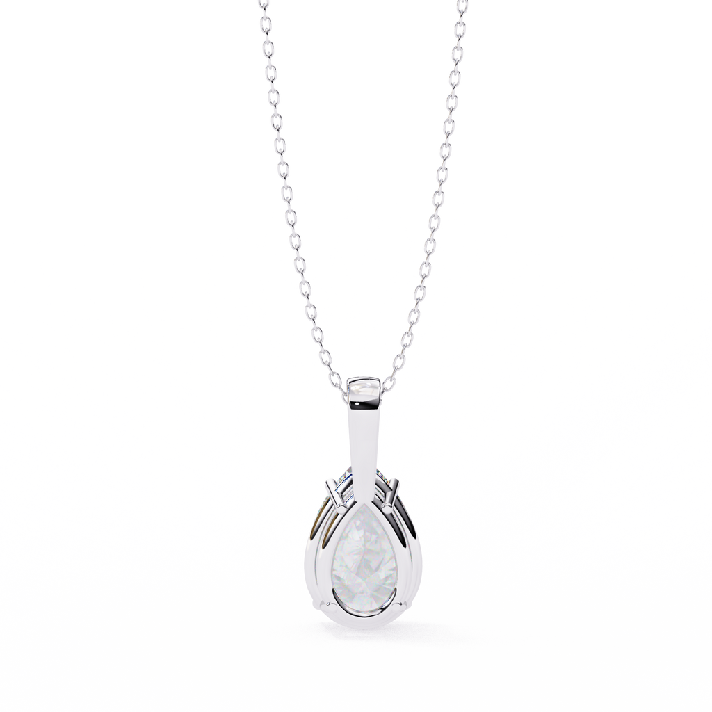 White Gold Pear Cut Solitaire Bail Pendant