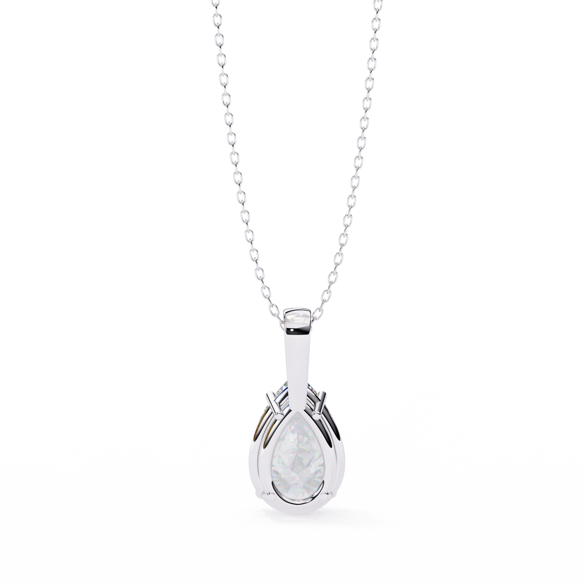 White Gold Pear Cut Solitaire Bail Pendant