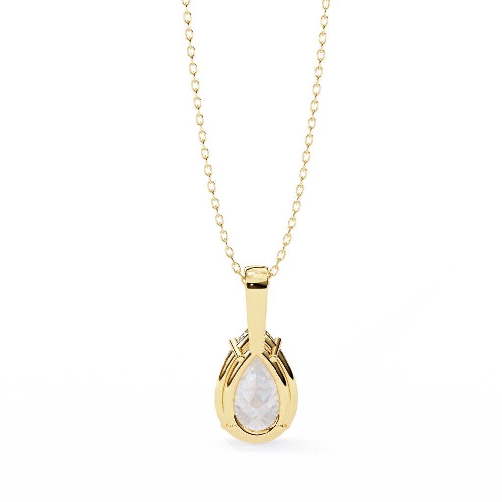 Yellow Gold Pear Cut Diamond Solitaire Pendant